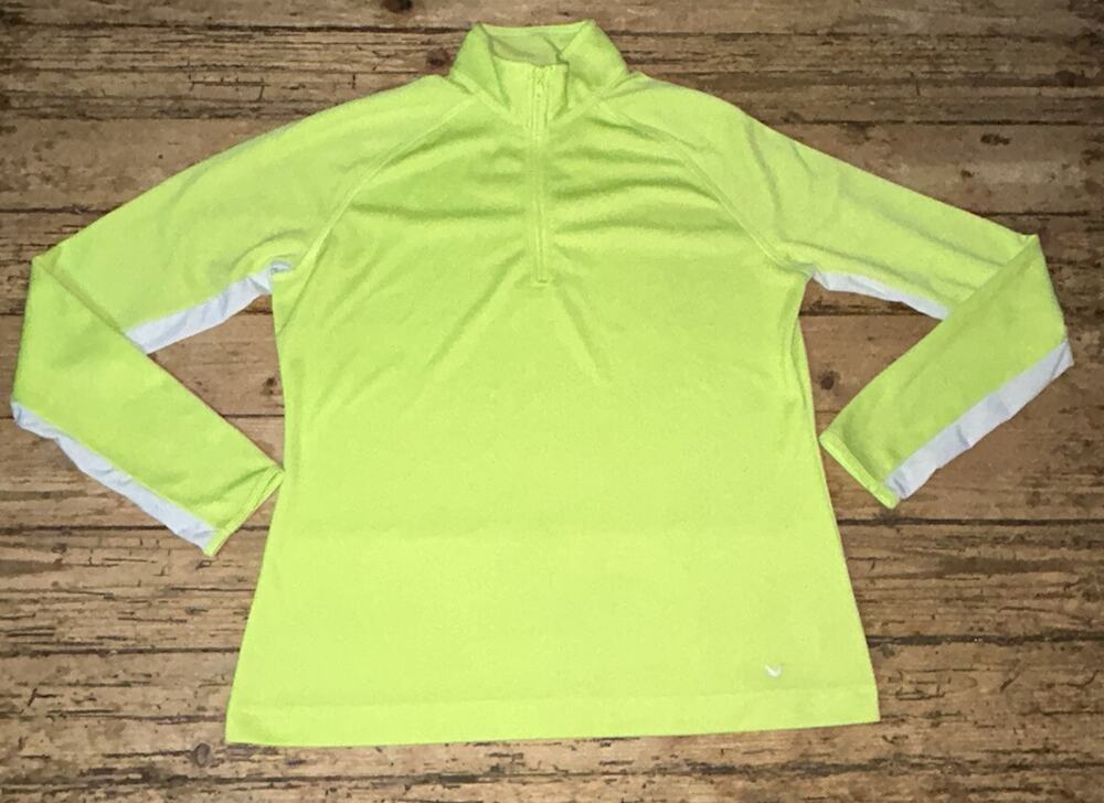 Callaway Womens Size XL Neon Green 1/4 Zip Long Sleeve Sweater With Thumbholes